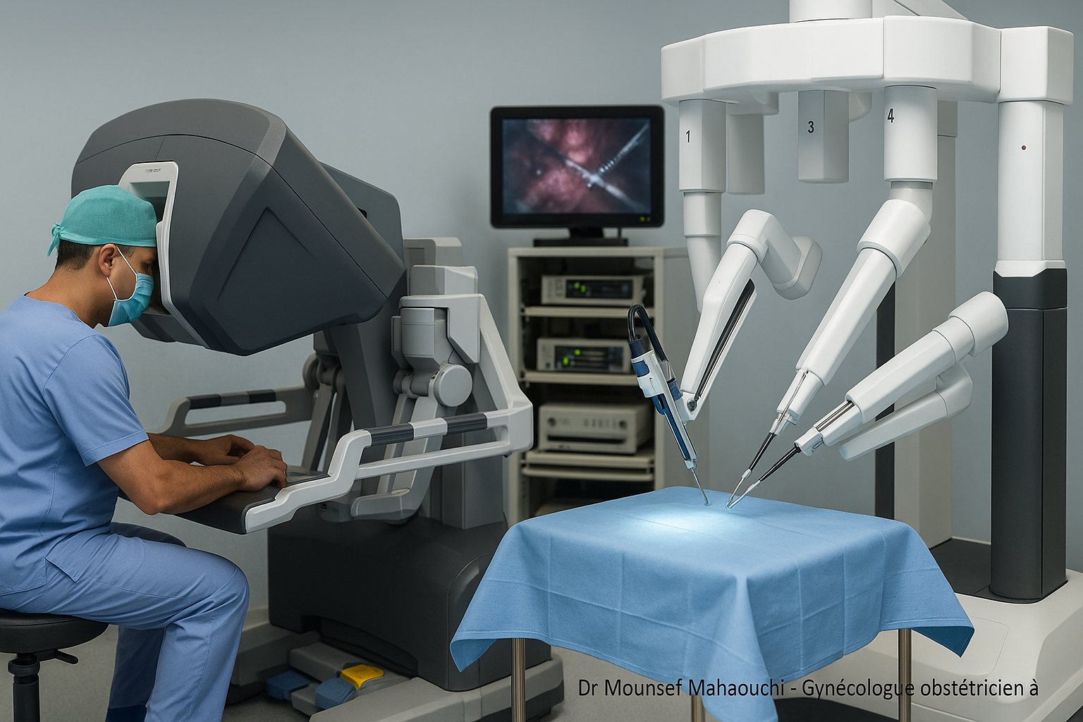 Robot chirurgical Da Vinci utilisé en gynécologie au Maroc par le Dr Mounsef Mahaouchi
