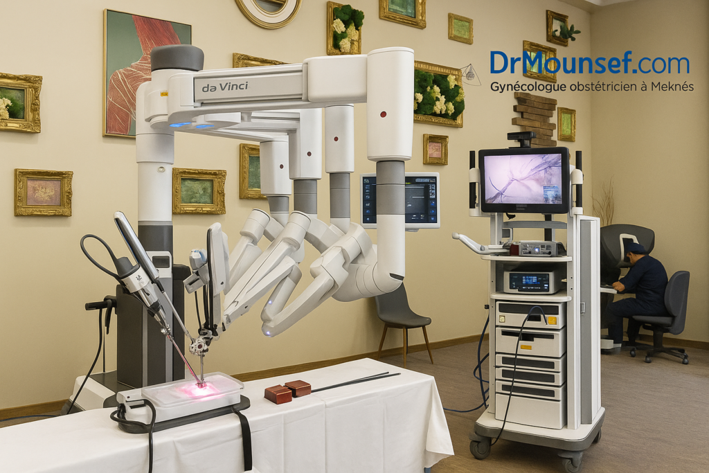Robot Da Vinci utilisé en gynécologie au Maroc lors d’une démonstration chirurgicale – Dr Mounsef Mahaouchi